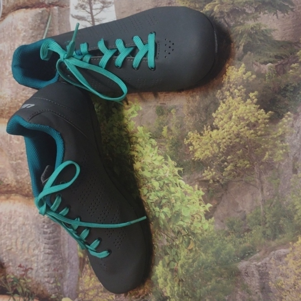 LOUIS garneau gray teal opal cycling shoes size 6.5